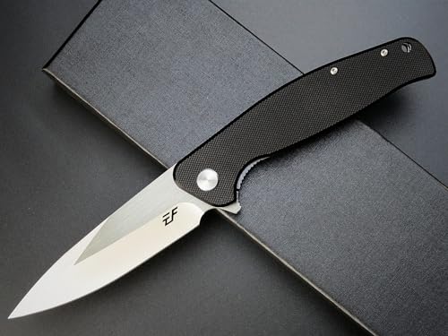 Eafengrow EF240 Folding Knife for Outdoor Activities and Camping (D2 Steel Blade, G10 Handle, Black)