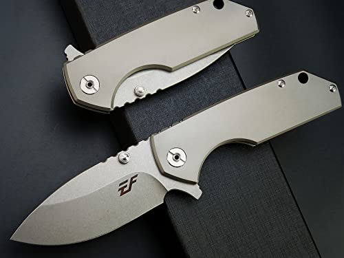 Eafengrow EF906 Folding Pocket Knife for Outdoor Camping and Everyday Carry with 14c28n Steel Blade and Titanium Alloy H