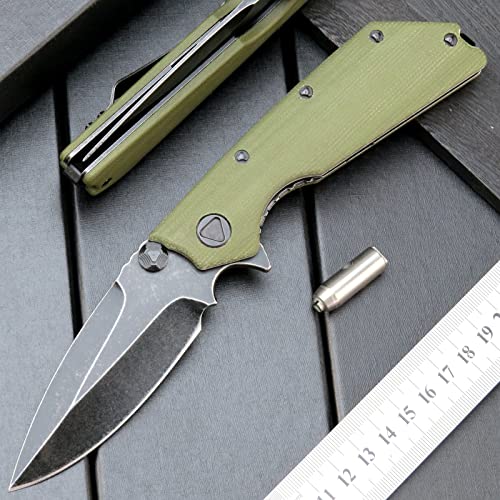 Eafengrow EF335 Folding Knives - D2 Blade, Micarta Handle, 5 Inch Closed EDC Pocket Knife (Micarta Green)  
Eafengrow EF