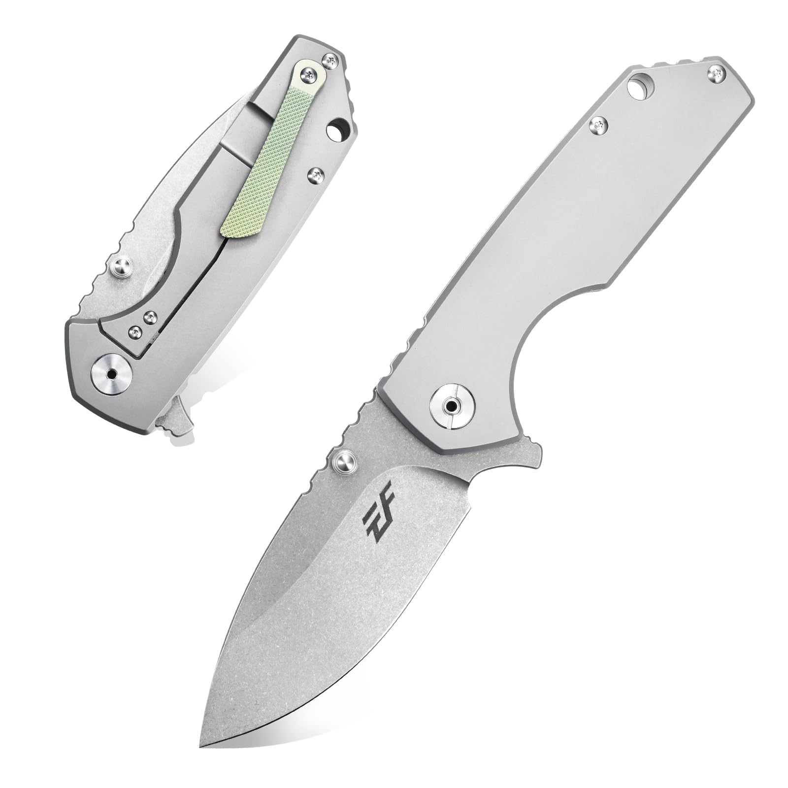 Eafengrow EF906 Folding Pocket Knife for Outdoor Camping and Everyday Carry with 14c28n Steel Blade and Titanium Alloy H