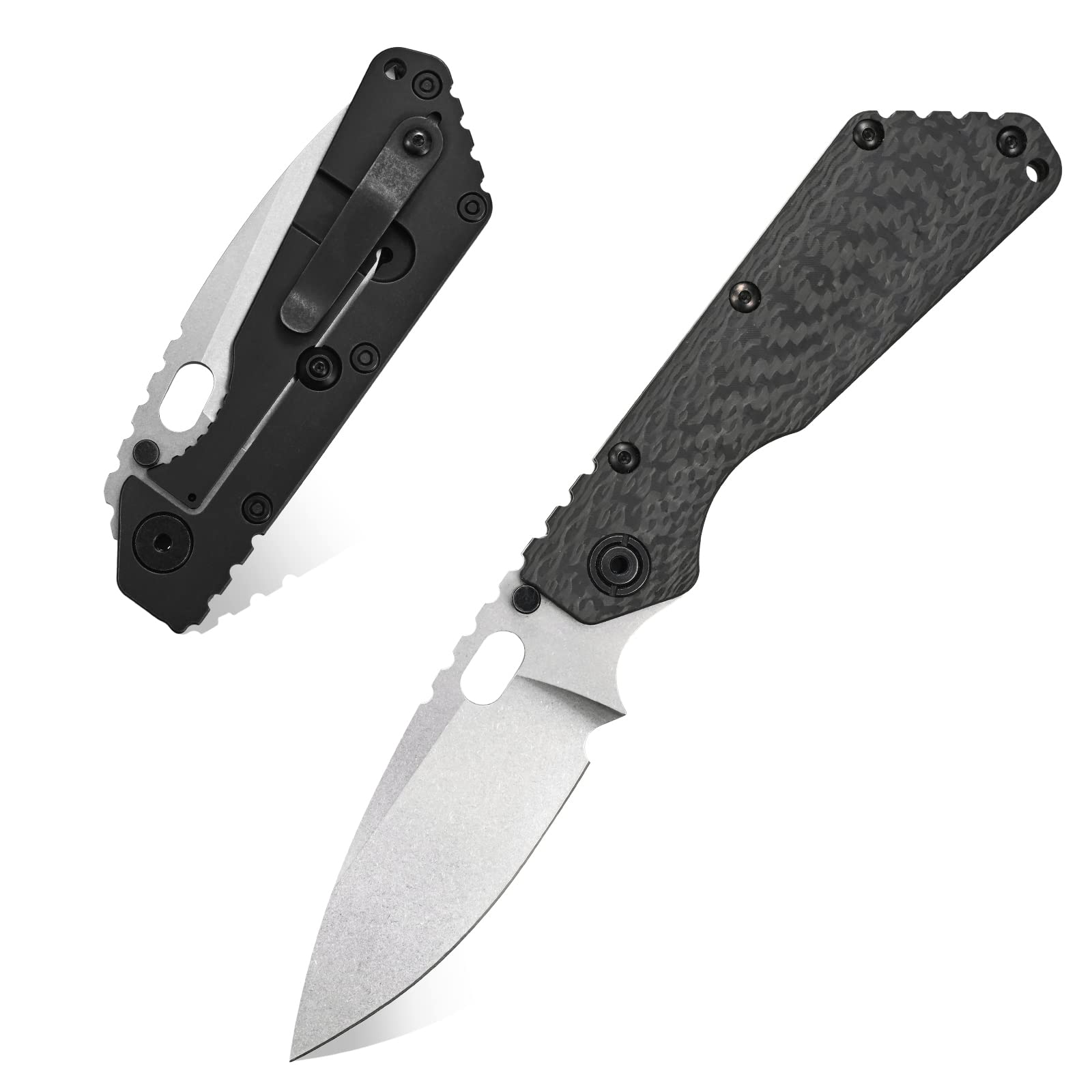 Eafengrow EF225 Pocket Knife for Hunting Black D2 Blade Titanium Handle Clip EDC Tools Survival