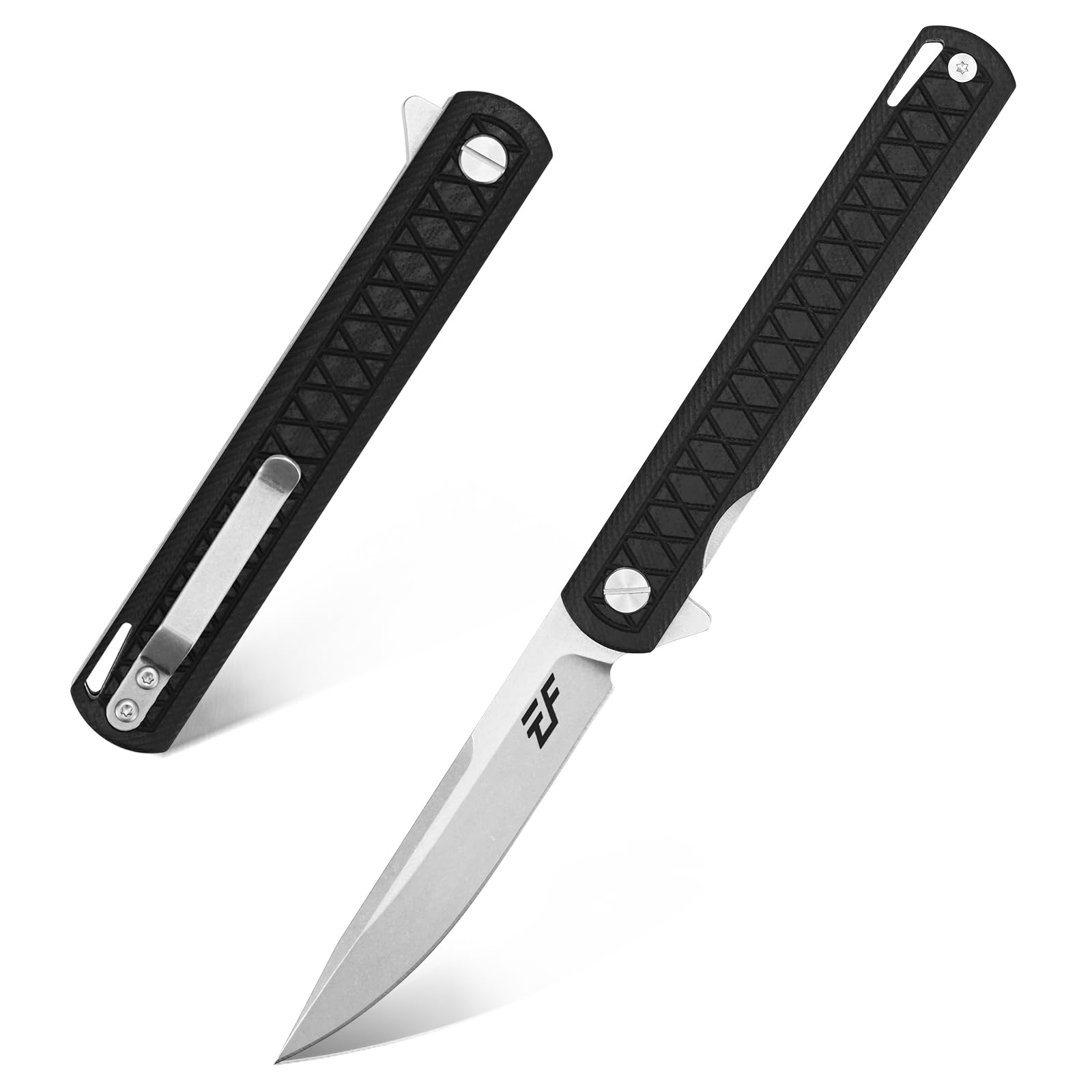 Eafengrow EF16 Folding Knife Black Point D2 Blade Ball Bearing Liner Lock Everyday Carry Pocket Knife for Tactical Use C