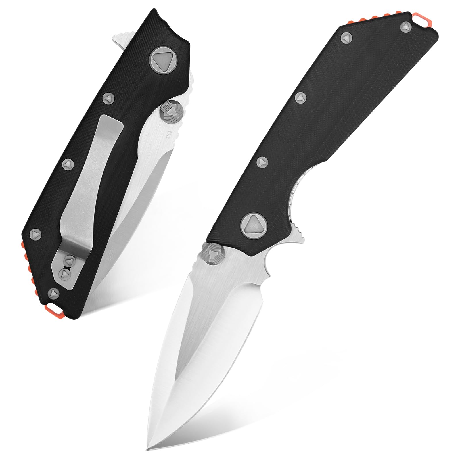 Eafengrow EF335 Black Folding Knives D2 Blade and G10 Handle, 5 Inch Closed EDC Pocket Knife for Outdoor Adventurers and