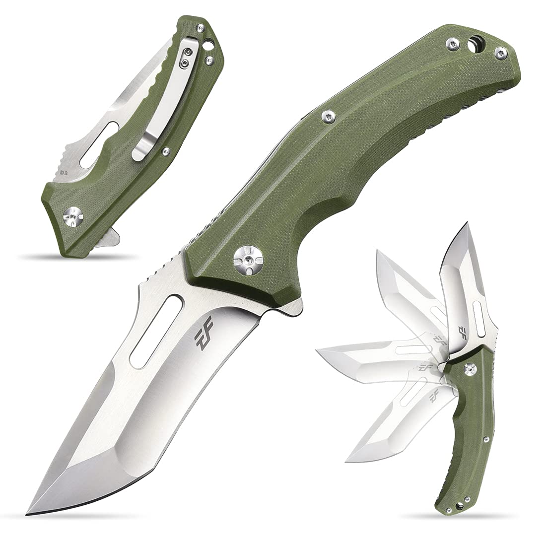 Eafengrow EF908 Green Tactical Pocket Knife for Camping and Survival